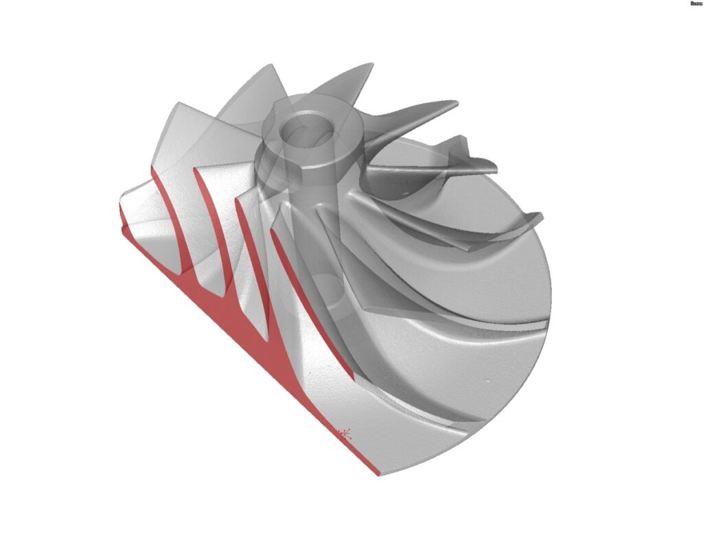 An impeller CT scan being virtually sliced