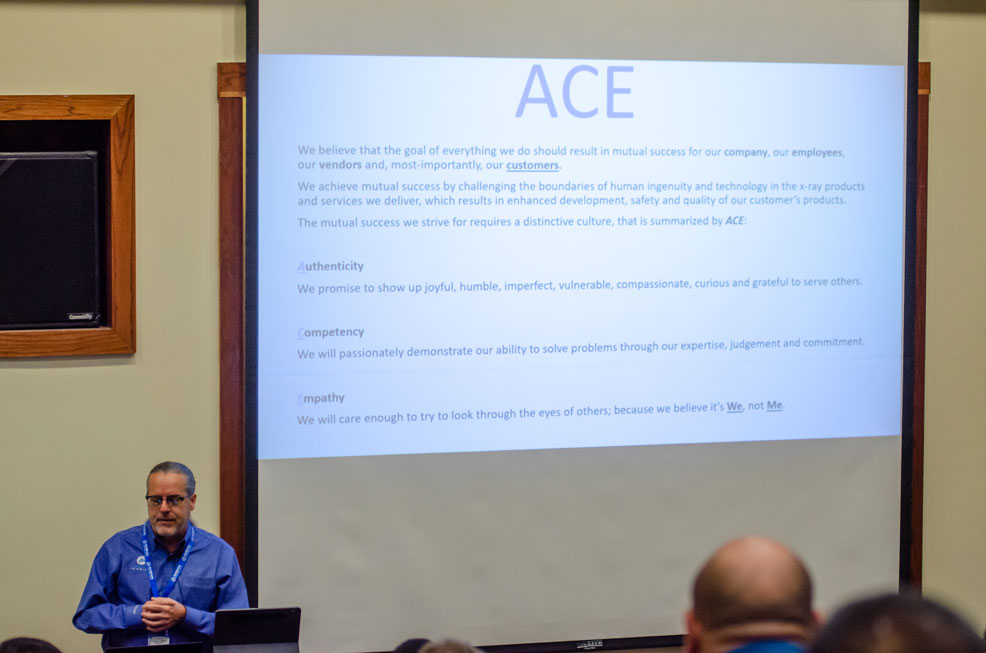 An ACE slide being presented at A-Tec