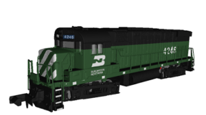 Green model train. 